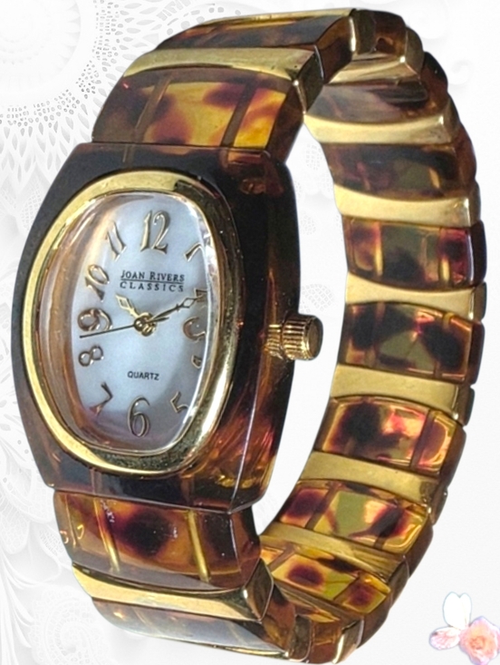 Joan Rivers Classics Tortoise Shell Link Watch Gold Tone Quartz main image 9